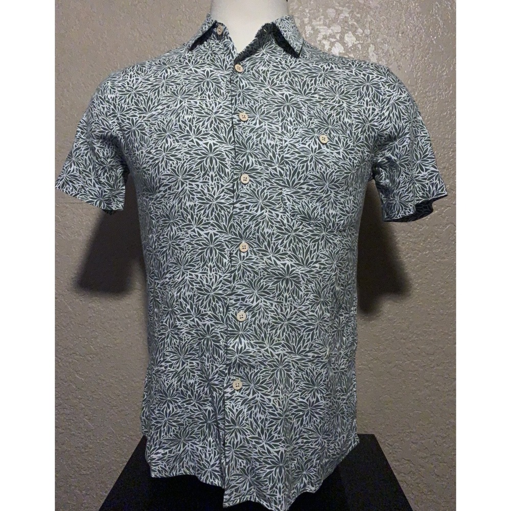 NEW Faherty Men's Size Extra Small Green Olive Frond Print Coast Island Shirt XS